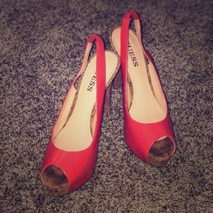 Guess perk toe shoes with cork heels